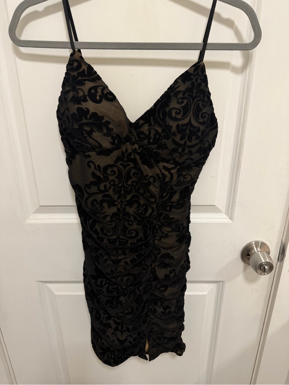 Windsor Black Velvet Burnout Mini Dress